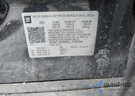 2020 Chevrolet Trax Awd Ls from USA, damaged, VIN 3GNCJNSB0LL338504